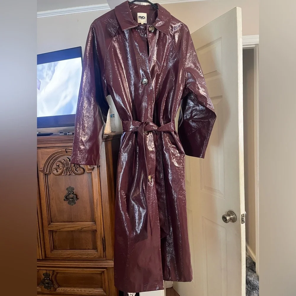 FRNCH Paris Halimi Patent Faux Leather Trench Coat - Picture 4 of 4